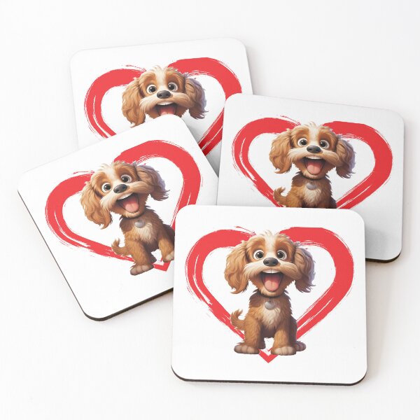 Item preview, Cockerpoo Cartoon in Love Heart swoosh  designed and sold by For Dog Sake!®.