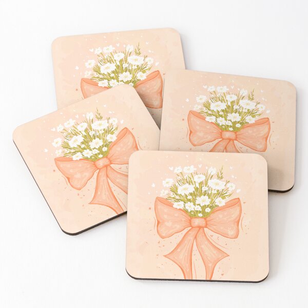 Item preview, Coquette Bow with White Flowers:  Pantone Peach Fuzz designed and sold by rnmarts.