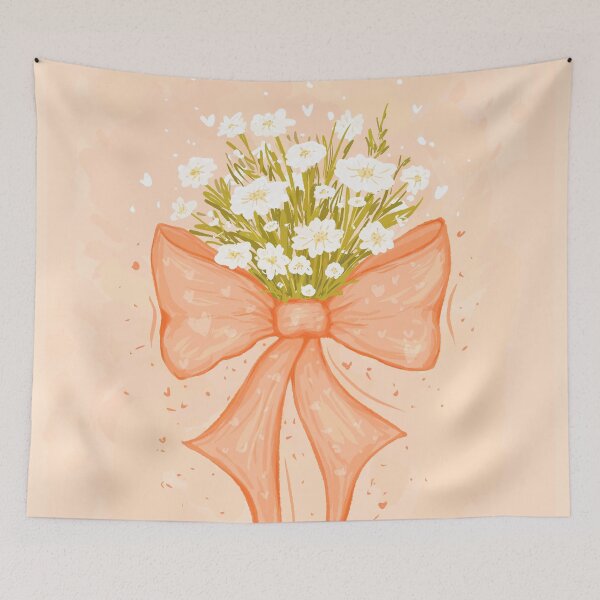 Item preview, Coquette Bow with White Flowers:  Pantone Peach Fuzz designed and sold by rnmarts.