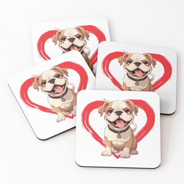 Item preview, English Bulldog Cartoon in Love Heart swoosh  designed and sold by For Dog Sake!®.