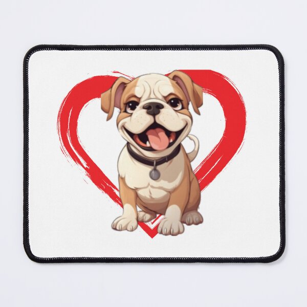 Item preview, English Bulldog Cartoon in Love Heart swoosh designed and sold by For Dog Sake!®.
