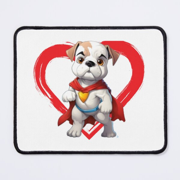 Item preview, Super English Bulldog Cartoon in Love Heart swoosh designed and sold by For Dog Sake!®.