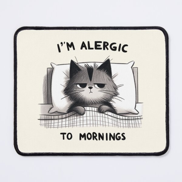Item preview, Grouchy Cat Allergic to Mornings Illustration designed and sold by RuyaFab.