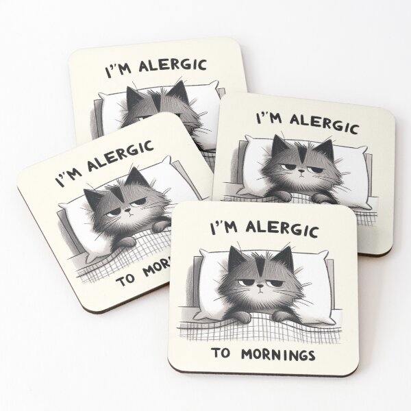 Item preview, Grouchy Cat Allergic to Mornings Illustration designed and sold by RuyaFab.