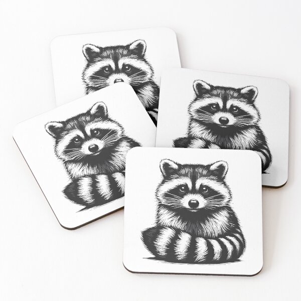 Item preview, Racoon siting down/ black and white racoon designed and sold by Kr1tos.