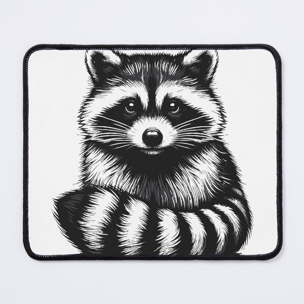 Item preview, Racoon siting down/ black and white racoon designed and sold by Kr1tos.