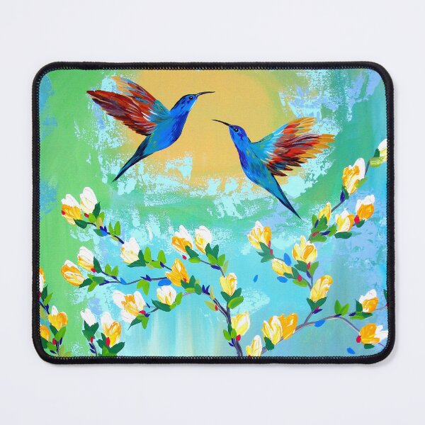 Item preview, Green and Yellow Tones with Hummingbirds designed and sold by cathyjacobs.
