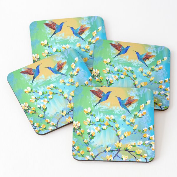Item preview, Green and Yellow Tones with Hummingbirds designed and sold by cathyjacobs.