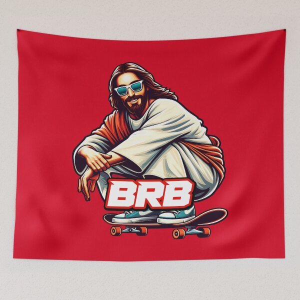 Item preview, BRB meme Jesus is coming soon Skateboarding designed and sold by plushism.