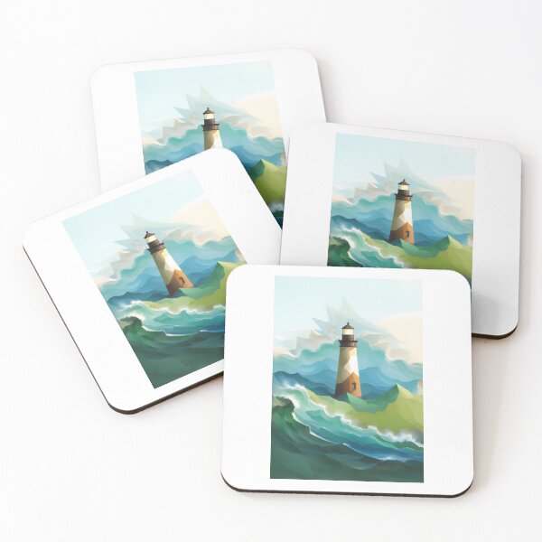 Item preview, Coastal energy: Wave of triangles crests against hexagonal lighthouse designed and sold by PanoramaPrints.