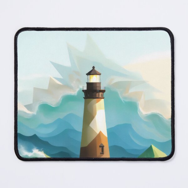 Item preview, Coastal energy: Wave of triangles crests against hexagonal lighthouse designed and sold by PanoramaPrints.