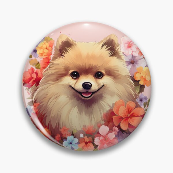 Item preview, Happy Pomeranian in Flowers designed and sold by ZombieLH.