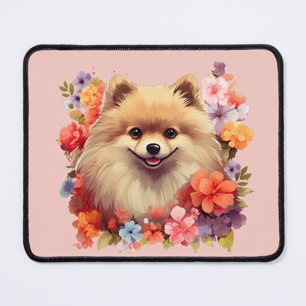 Item preview, Happy Pomeranian in Flowers designed and sold by ZombieLH.