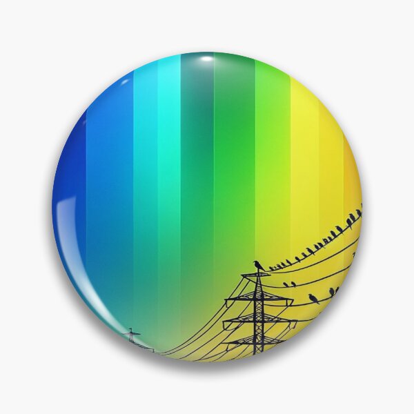 Item preview, A beautiful rainbow salient gradient with silhouettes of birds on powerlines  designed and sold by CanvasLady.