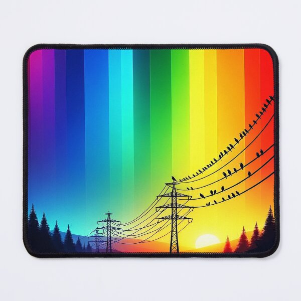 Item preview, A beautiful rainbow salient gradient with silhouettes of birds on powerlines  designed and sold by CanvasLady.