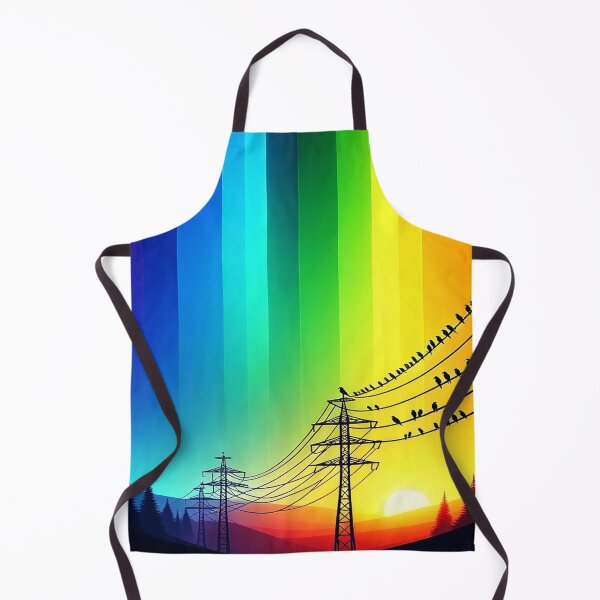 Item preview, A beautiful rainbow salient gradient with silhouettes of birds on powerlines designed and sold by CanvasLady.
