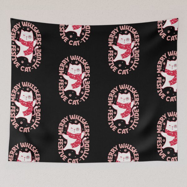 Item preview, Merry Whiskers Festive Cat-titude designed and sold by RuggedCocoShop.