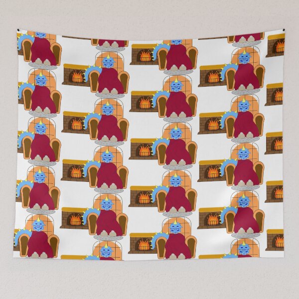 Item preview, Funny fantasy character dragon sitting by the fireplace. designed and sold by Innamalinka.