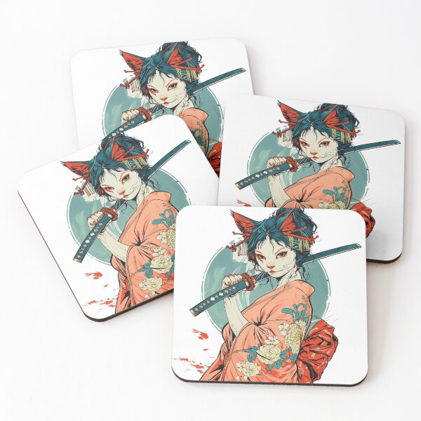 Item preview, Cat Geisha, Cat Ninja, Feline Geisha, Cat Samurai, Feline Samurai, Sexy Cat Geisha Samurai, Anthropomorphic Cat, Furry Cat designed and sold by PrintShangri-La.