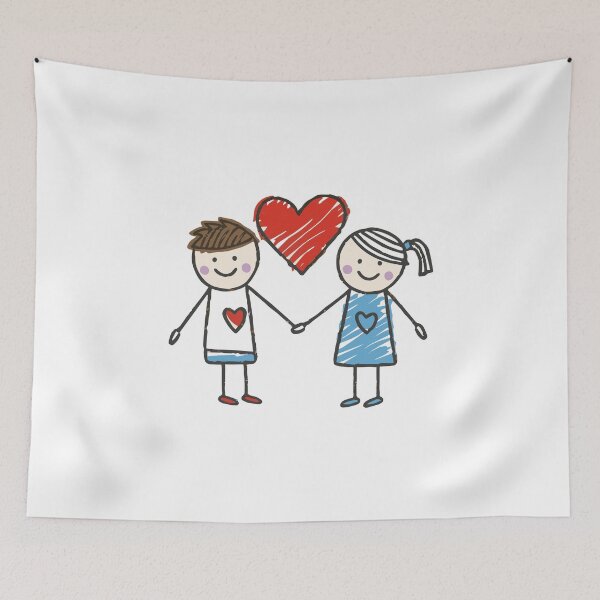 Item preview, Love boy girl hand drawn valentines drawing desire heart designed and sold by w1ckerman.