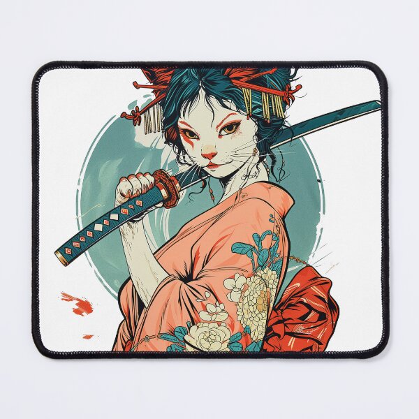 Item preview, Cat Geisha, Cat Ninja, Feline Geisha, Cat Samurai, Feline Samurai, Sexy Cat Geisha Samurai, Anthropomorphic Cat, Furry Cat designed and sold by PrintShangri-La.