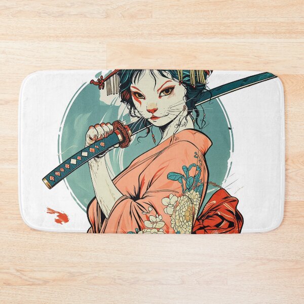 Item preview, Cat Geisha, Cat Ninja, Feline Geisha, Cat Samurai, Feline Samurai, Sexy Cat Geisha Samurai, Anthropomorphic Cat, Furry Cat designed and sold by PrintShangri-La.