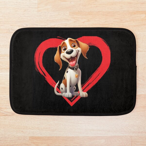Aperçu de l'œuvre English Fox Hound Cartoon in Love Heart swoosh  créée et vendue par For Dog Sake!®.
