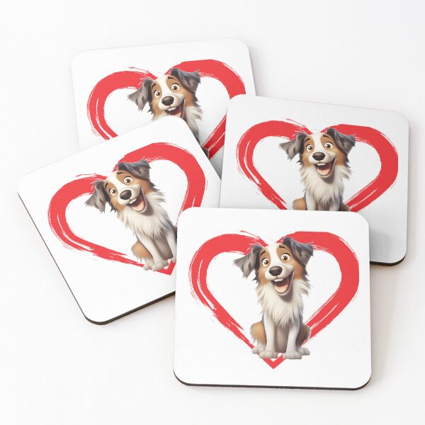 Item preview, English Shepherd Cartoon in Love Heart swoosh  designed and sold by For Dog Sake!®.