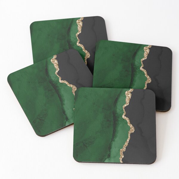 Item preview, Green and Golden Decorative Abstract Marble Evergreen designed and sold by Nicole Creates.