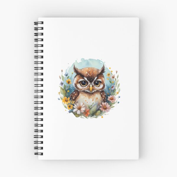 Item preview, Owl and flowers nocturnal wise flowers watercolour designed and sold by w1ckerman.