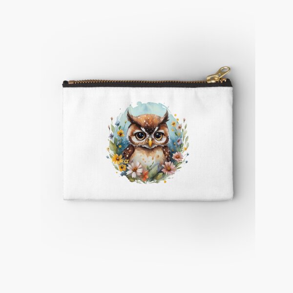 Item preview, Owl and flowers nocturnal wise flowers watercolour designed and sold by w1ckerman.