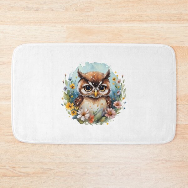 Item preview, Owl and flowers nocturnal wise flowers watercolour designed and sold by w1ckerman.