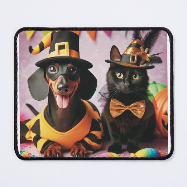 Item preview, Dachshund with his cat friend in costume designed and sold by Annia-A.