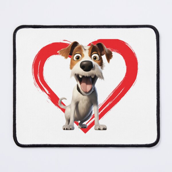 Item preview, Fox Terrier Cartoon in Love Heart swoosh  designed and sold by For Dog Sake!®.