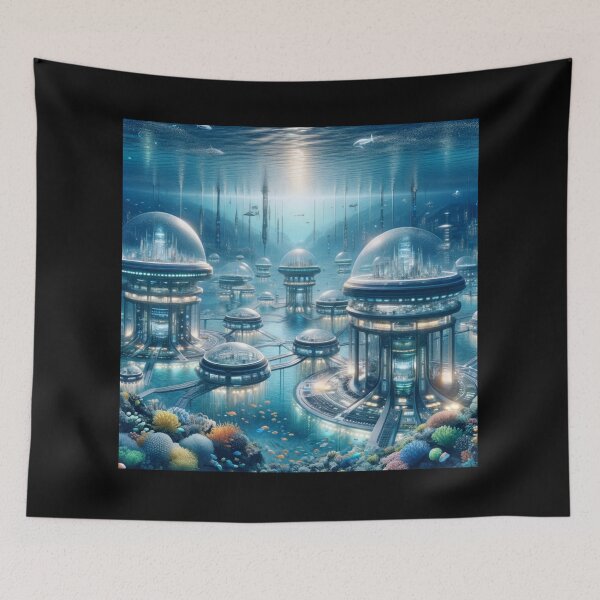 Item preview, Futuristic Underwater Metropolis designed and sold by BestArtByArvind.