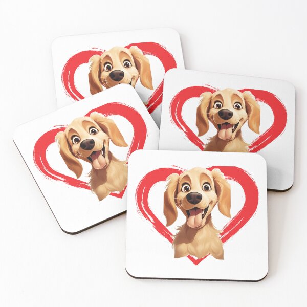 Item preview, Golden Retriever Cartoon in Love Heart swoosh  designed and sold by For Dog Sake!®.