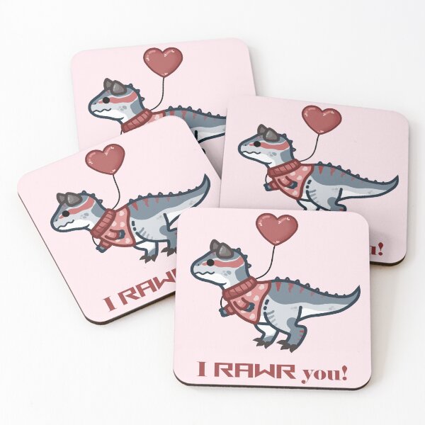 Item preview, Valentine's Day Carnotaurus, Dino with heart baloon designed and sold by Biszkompt.