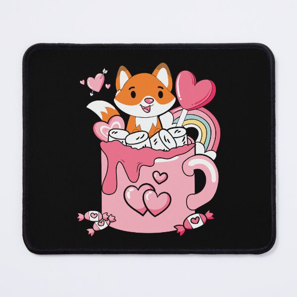 Item preview, Cute Cartoon Cat Fox Valentine's Day Coffee Lover Rainbow designed and sold by Nicole Creates.