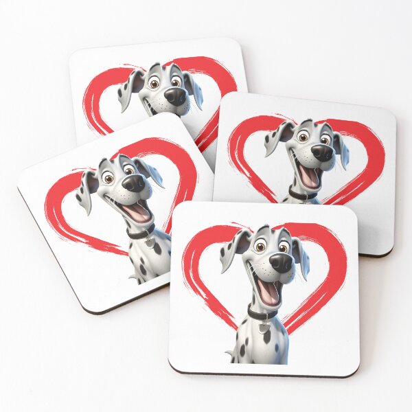 Item preview, Great Dane Harlequin Cartoon in Love Heart swoosh  designed and sold by For Dog Sake!®.