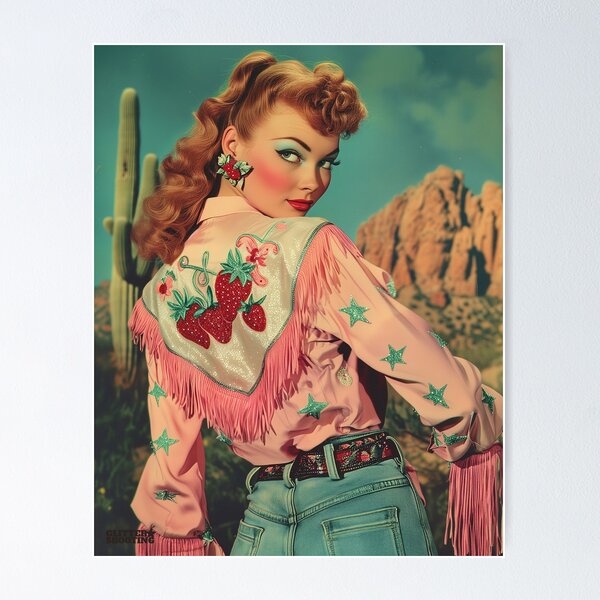 Item preview, Retro Vintage - THE WILD WEST WITH STRAWBERRIES designed and sold by GlitterShooting.