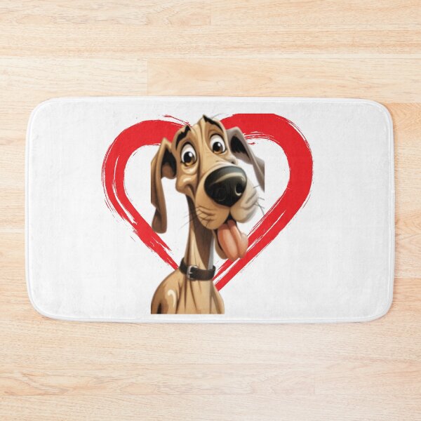 Item preview, Great Dane Cartoon in Love Heart swoosh  designed and sold by For Dog Sake!®.