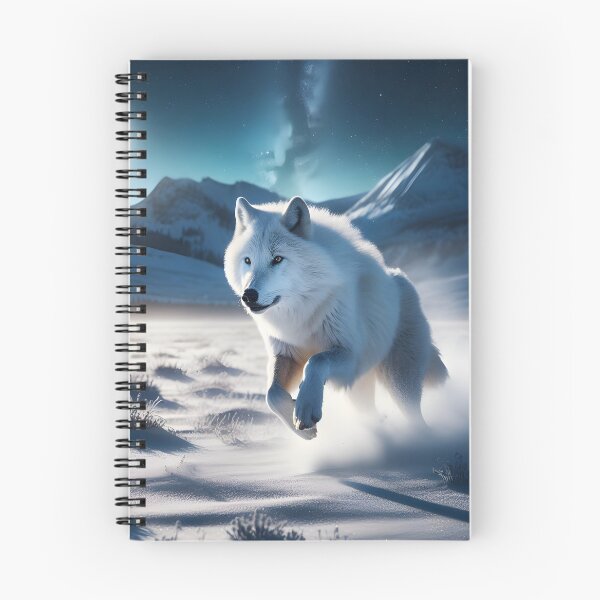 Item preview, White wolf running in snow with full moon designed and sold by neonbubblez3.