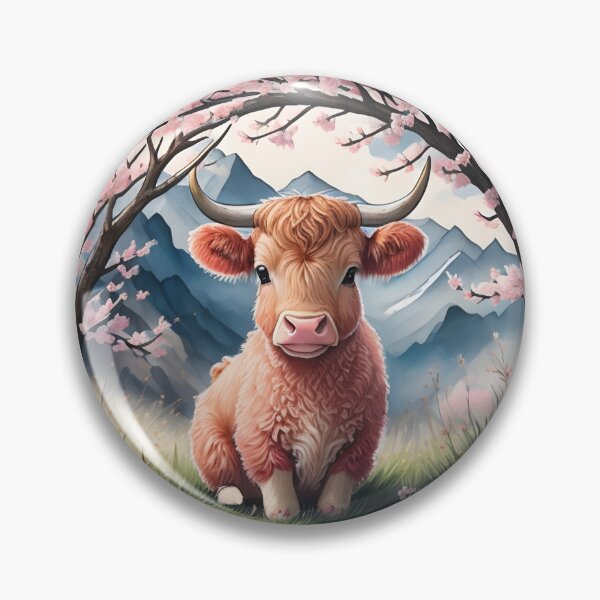 Item preview, Highland cow and Cherry blossom flowers designed and sold by Nolan6.
