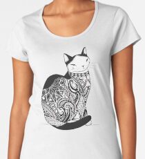 Camiseta premium para mujer Gato en tatuaje tribal
