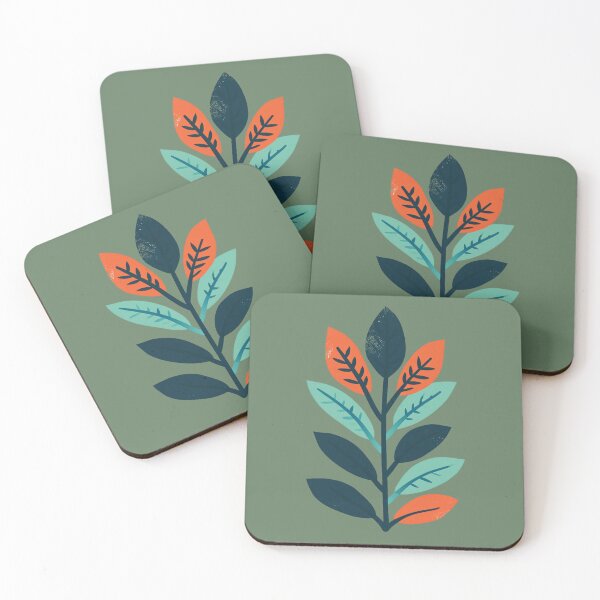 Item preview, Block Printed Leaf Pattern designed and sold by nicbeeseart.