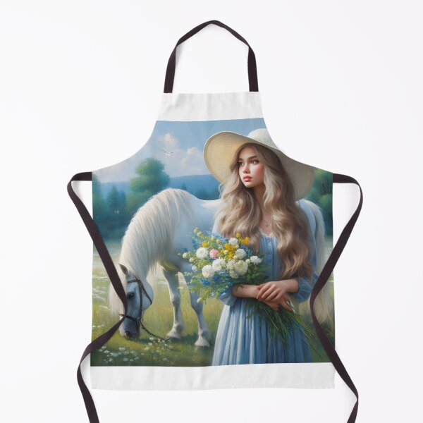 Item preview, Girl with hat and flowers and white horse designed and sold by neonbubblez3.