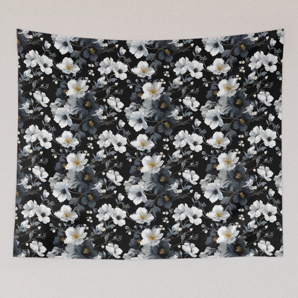 Item preview, A modern and minimalist floral pattern bold black and white blooms. designed and sold by cozycrafts3.