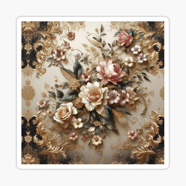 Item preview, Gilt edged maximalist flowers designed and sold by Inkstorm-London.