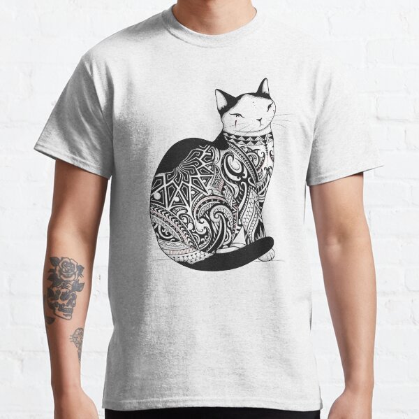 Cat in Tribal Tattoo Classic T-Shirt