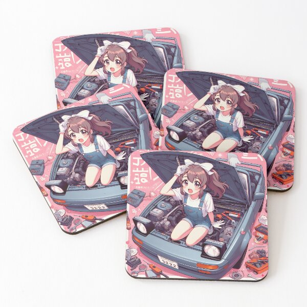 Item preview, Cute Anime Girl Mechanic Posing On Car designed and sold by TeesByPatrick.